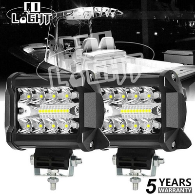 #ad #ad 2PCS 200W 4quot; INCH LED Marine Spreader Deck Mast Work lights For Boat Flood Light $13.49