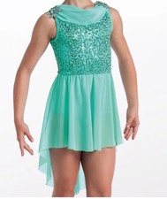 Weissman Piece By Piece Aqua Sequin Crowl Neck Lyrical Dance Costume 13740 LC
