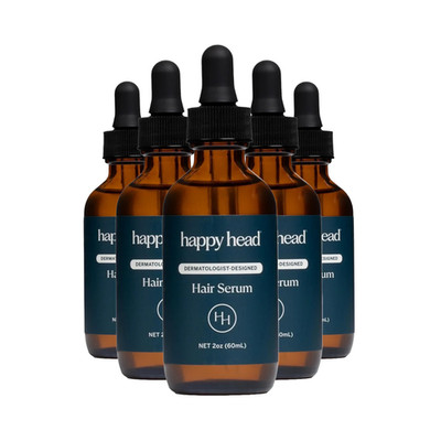 (5-Pack) Happy Head Hair Regrowth Serum - Leave In Scalp & Hair Treatment Drops