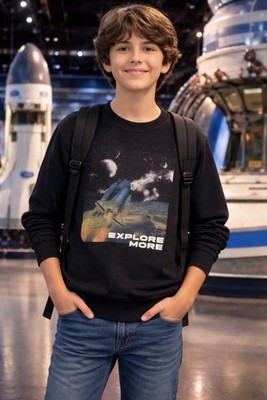 GAP Kids XXL (14-16) Black Pullover Sweatshirt Space Shuttle Graphic Boys