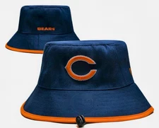 Chicago Bears Bucket Hat Adjustable Fit Navy Blue Orange Trim NFL