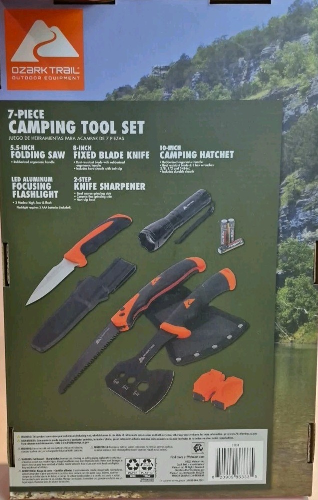 Ozark Trail 7-Piece Camping Knife Set with Sharpener, Axe