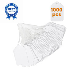 White Price Tags with String Attached 1000 PCS, 1.375 x 2.125x1.375,