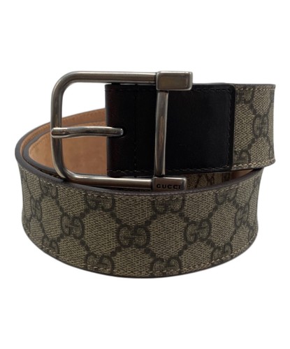 GUCCI Belt GG Supreme Leather Beige Authentic From Japan