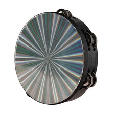 Radiant Tambourine 8 Inch Hand Held Drum with Double Row jingles, Reflective ...
