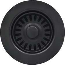 3-1/2 Inch Kitchen Sink Basket Strainer and Stopper Drain Assembly Matte Black w