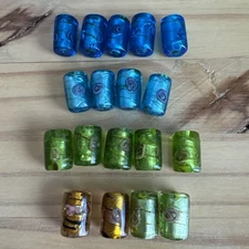 18 BLUE GREEN GOLD PINK FLOWER Cylinder Barrel glass lamp work 16mm Beads DIY