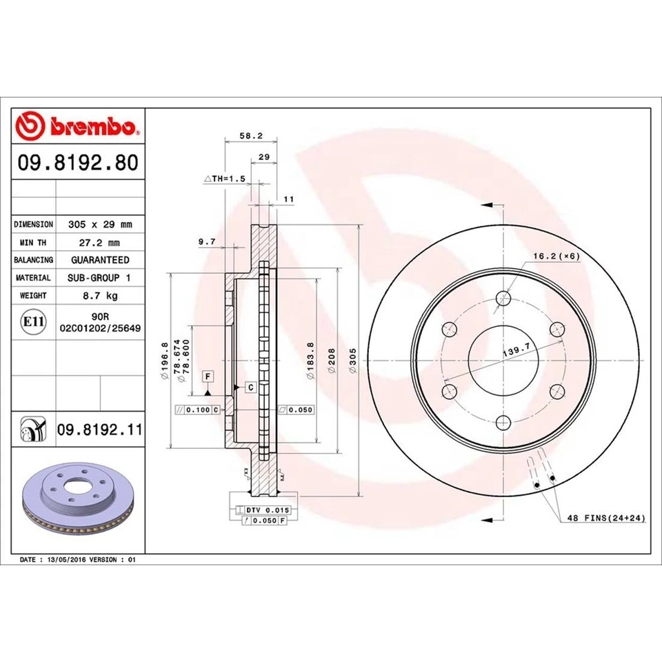 Kit de frenos delanteros Brembo rotores de disco pastillas de cerámica para Chevrolet Tahoe 2001-2006 Foto 4 de 4