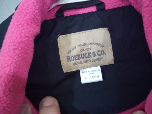 Girl’s Sears Roebuck & Co. Quilted Puffer Jacket Black & Hot Pink Size XL (16) - Picture 3 of 6