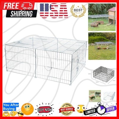 Rabbit Cage - 34 cu. ft., Outdoor Pen Extends Rabbit Hutch and Chicken Coops,...