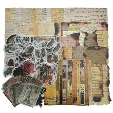 Vintage Aesthetic Scrapbook Supplies Kit with Scrapbook Paper, Stickers, Book...