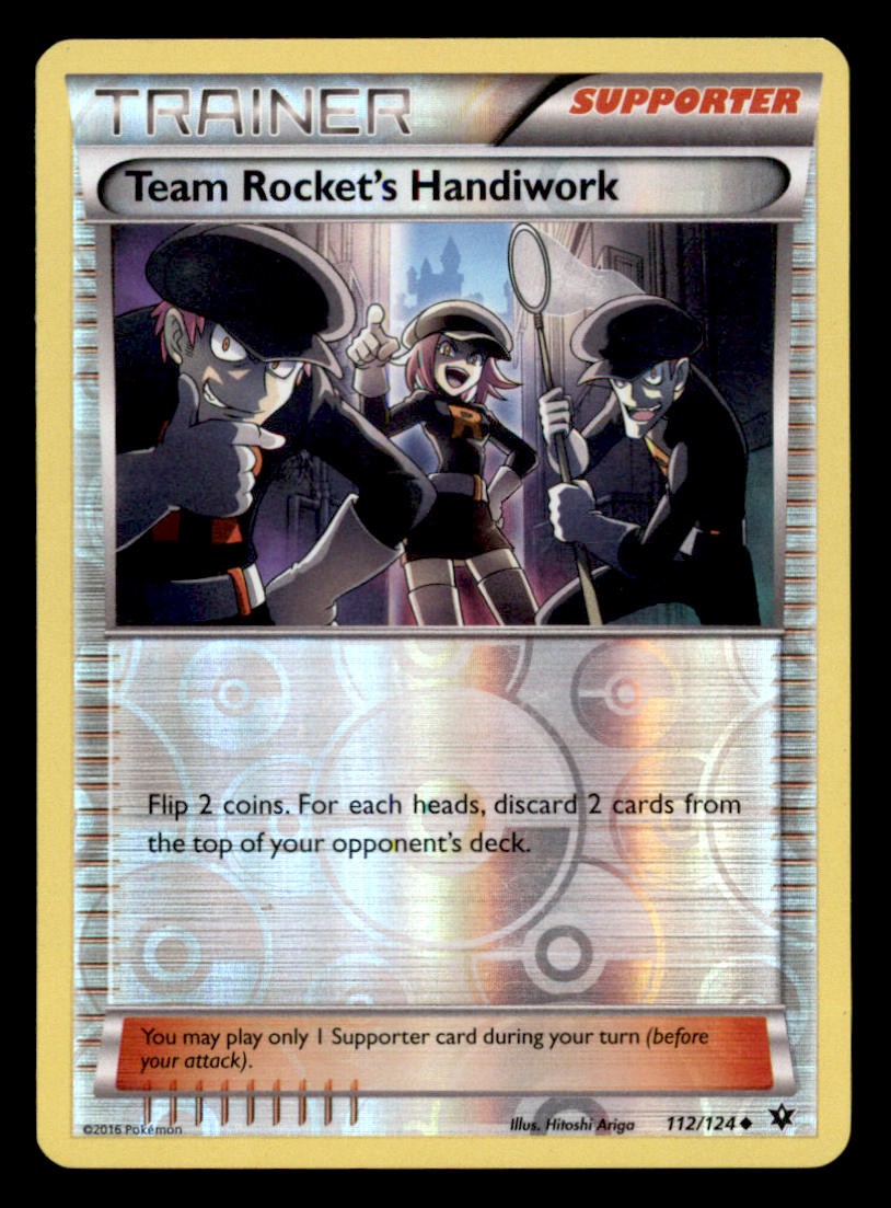 TEAM ROCKET'S HANDIWORK 112/124 UNCOMMON FATES COLLIDE POKEMON REVERSE HOLO LP