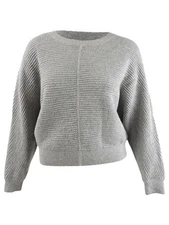 Michael Michael Kors Women's Ribbed Dolman-Sleeve Top (L, Pearl Heather)