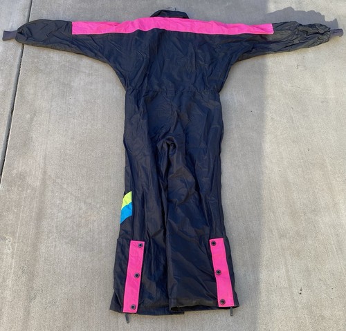 Vintage Neon Colorblock 80s 1980s Snowsuit Nylon Windbreaker Ski Slalom Size L - Picture 11 of 24