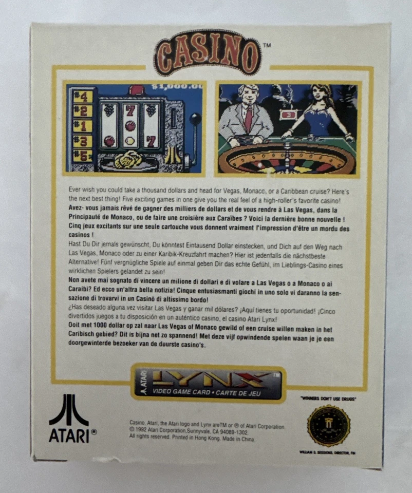 Casino Game Card Atari Lynx Complete in Original Box Instructions Vintage 1992 - Image 3 of 4
