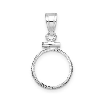 2 Peso Peso Münzeinfassung 13 mm Diamantschliff Schraubverschluss 14 Karat Weißgold