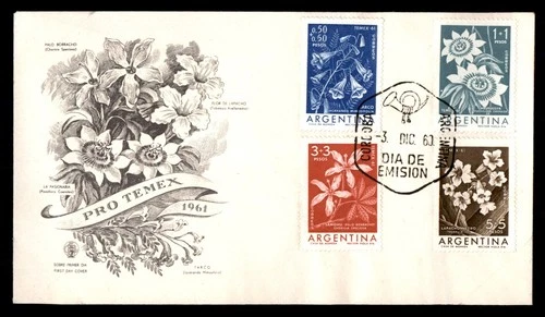 Mayfairstamps Argentina FDC 1960 Flowers Combo Pro Temex First Day Cover aaw_532