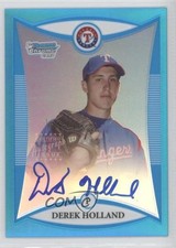 2008 Bowman Draft Prospects Chrome Blue Refractor 42/150 Derek Holland Auto 0b0