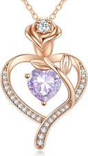 CDE Collana Donna Collana Cuore in Oro Rosa Gioielli Donna, 925 Sterling Silver