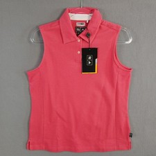Adidas Women's Climalite Sleeveless Stretch Polo Shirt Size L Pink NWT