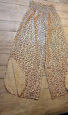 Women  s Beige Brown Animal Print Harem Pants Bohemian Elastic Waist Regular-1