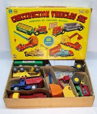 N.M.I.B. CONSTRUCTION VEHICLES SET•SSS TOYS 1950's TinLithoFriction SHIOJI Japan