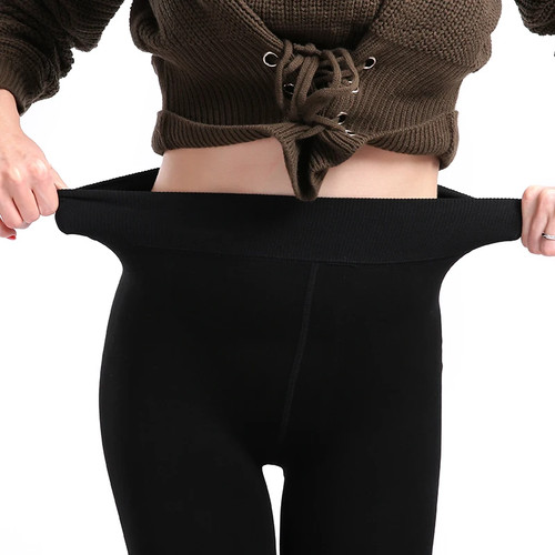 Damen Winter Leggings Warm Leggins Hohe Taille Einfarbig Samt Frauen Verdickt - Bild 5 von 33