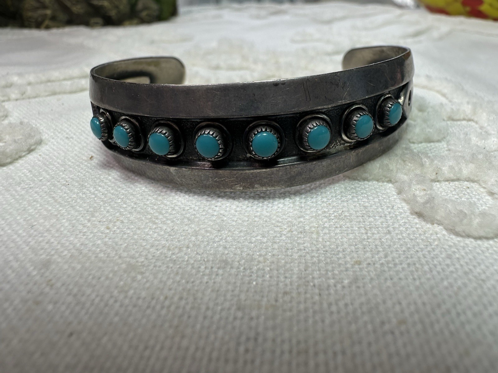 Sterling Silver Cuff with Multiple Turquoise Ston… - image 4