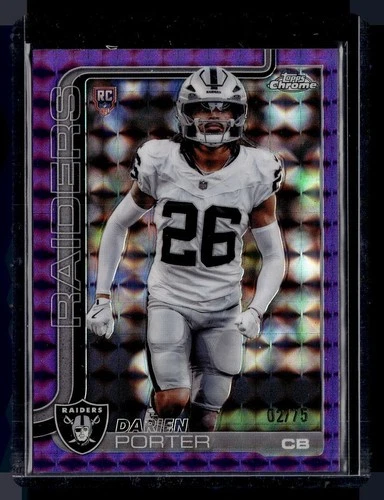2025 TOPPS CHROME PURPLE GEOMETRIC /75 ROOKIE 367 Darien Porter Raiders RC