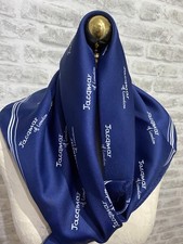 Jacqmar vintage signed chiffon sheer scarf blue branded square S2658