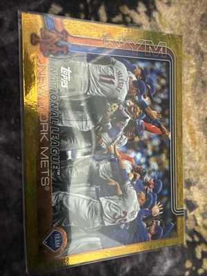 Topps 2025 Series 2 New York Mets Team Card #553 Gold Holo Foil 43/50