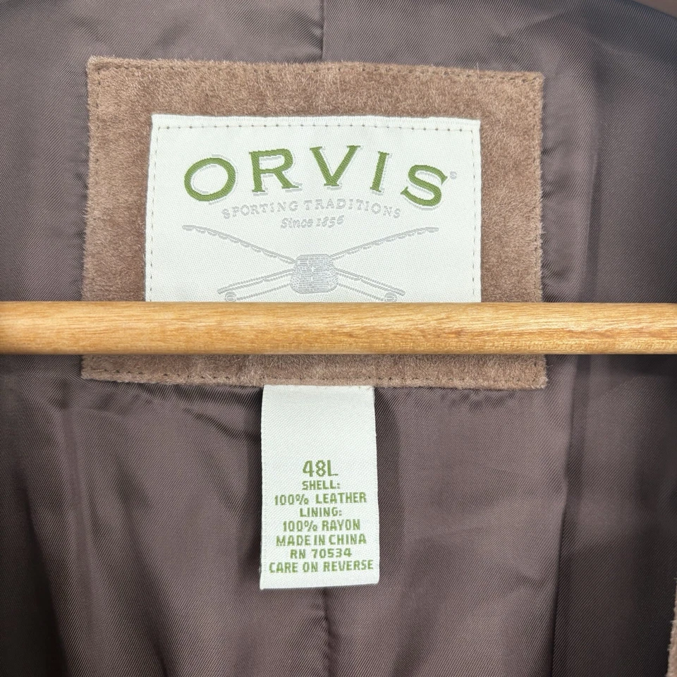 Orvis Mens Blazer Cut Suede Jacket 48L Brown Outdoor Old Money Preppy Heritage - Image 2 of 4
