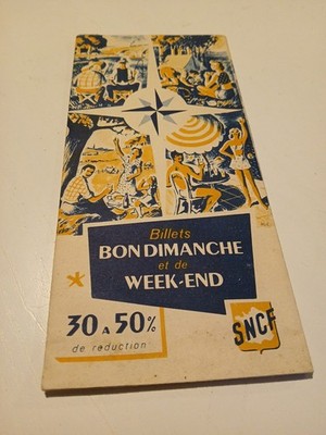 SNCF-Karte 1951 Tickets Guten Sonntag und Wochenende 1 Stunde von Paris 
