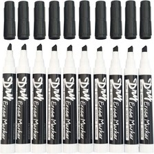 Black Dry Erase Markers Low Odor Chisel Tip Whiteboard Markers Pack of 10