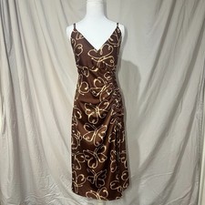 Urban Outfitters Brown Satin Butterfly Slip Dress Small Ruched Side Open Back