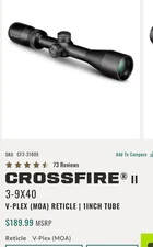 Vortex Crossfire II 3-9x40 V-Plex Riflescope |CF2-31005. Free Shipping!