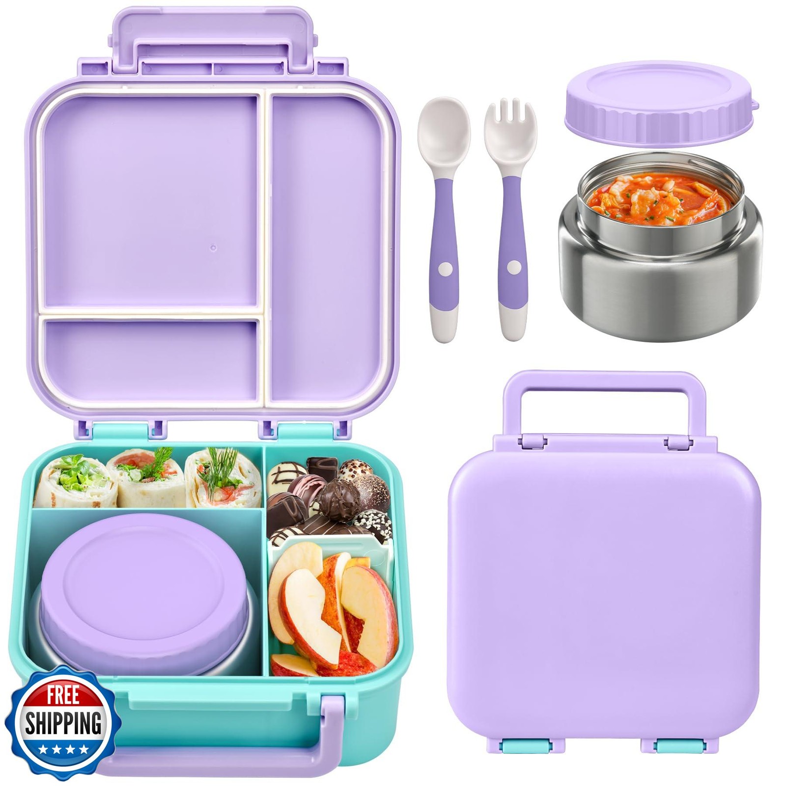 BEAQUEE Bento Box for Kids with Soup Thermos(9oz)&ndash; Kid Bento Lunc