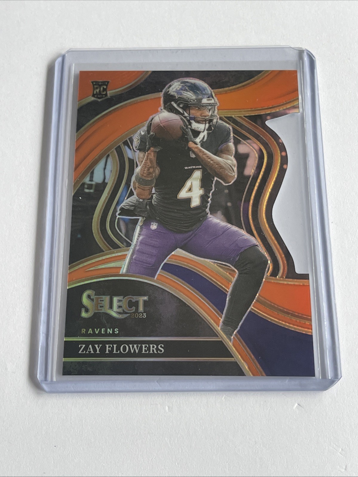 2023 Panini Select - Club Level Zay Flowers #201 Orange Prizm Die-Cut /399 (RC)