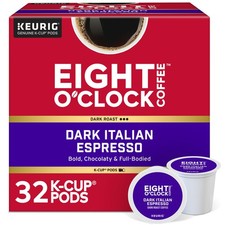 Eight O'Clock Dark Italian Espresso Coffee Keurig KCup Pods Dark Roast 32 Ct