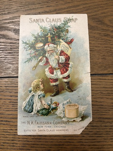 1800s Antique Victorian Santa Claus Soap Fairbank Advertising Trade Card Laundry