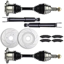 Front CV Axles w/Strut & Brake Pads & Rotors For Chevrolet Silverado 1500
