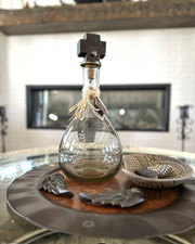 Jan Barboglio WINE DECANTER Cross Laurel forged iron SIGNED RETIRED VTG