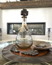 Jan Barboglio WINE DECANTER Cross Laurel forged iron SIGNED RETIRED VTG