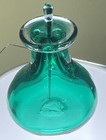HAND BLOWN BEAUTIFUL GREEN GLASS PERFUME BOTTLE WITH GLASS STOPPER.  ART GLASS — photo 4