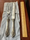 Wallace Grande Baroque Sterling Silver Handle Roast Carving Fork And Knife Set
