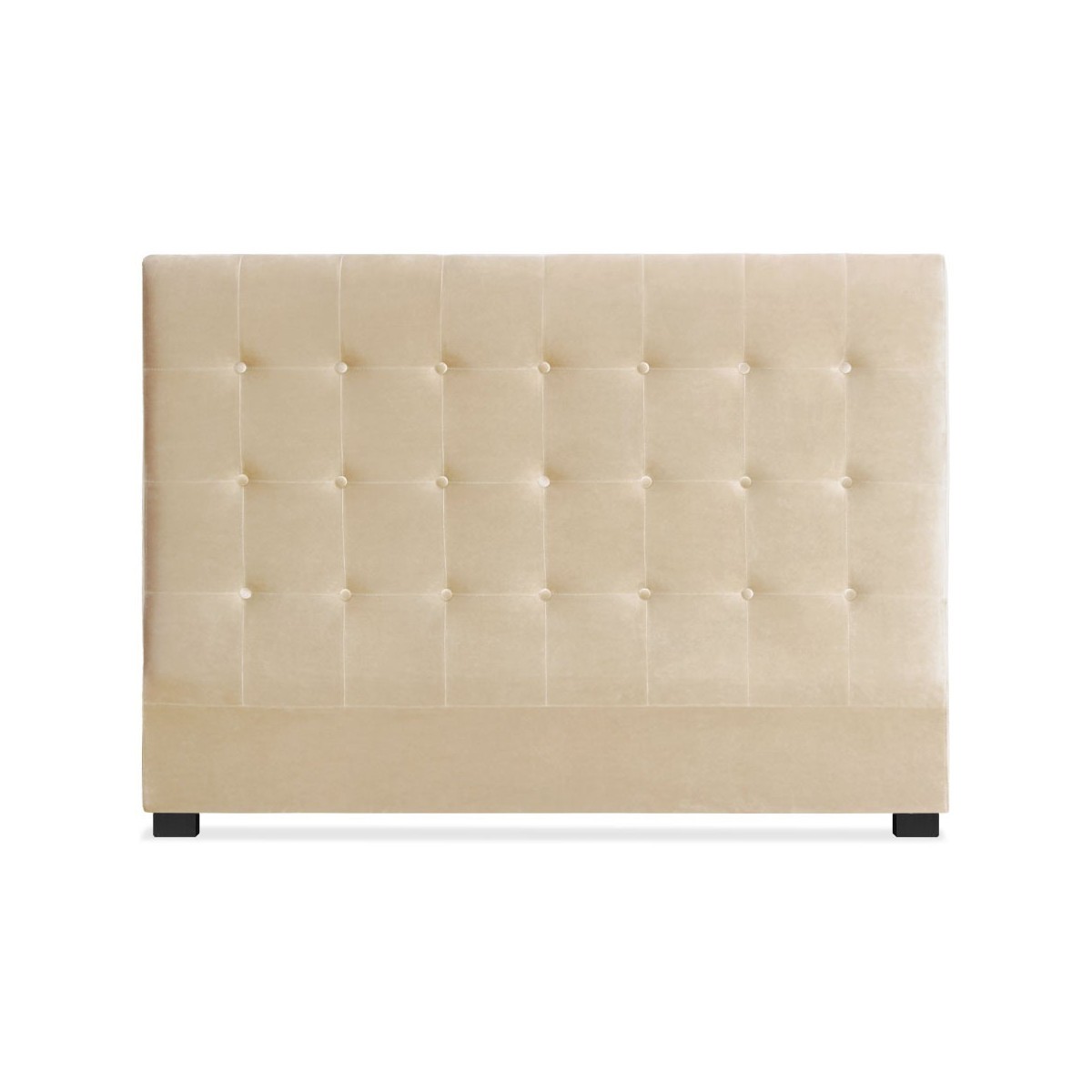 Tête de lit velours beige Amor 160cm : dosseret de lit capitonné pour couchage double adulte