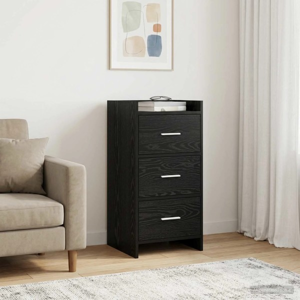 Schmales Modernes Sideboard Schwarze Eiche 40X36X80 Cm Holzwerkstoff-image