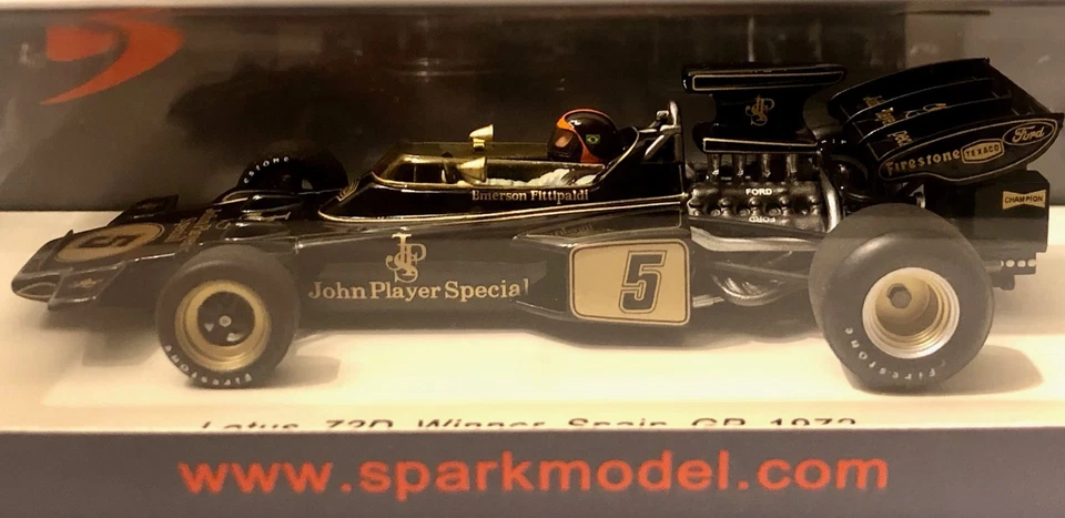 1/43 F1 Spark S4282 Lotus 72D N°5 E.Fittipaldi Winner Spanish GP 1972, New - Immagine 3 di 4