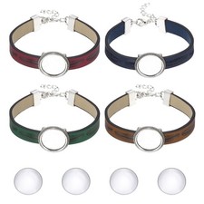 Bracelet Blanks for Jewelry Making 4pcs 18mm Green/Red/Blue/Orange/Silver