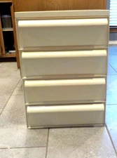Vintage 4 Drawer KARTELL Modern Plastic Stacking Simon Fussell Off White-Beige